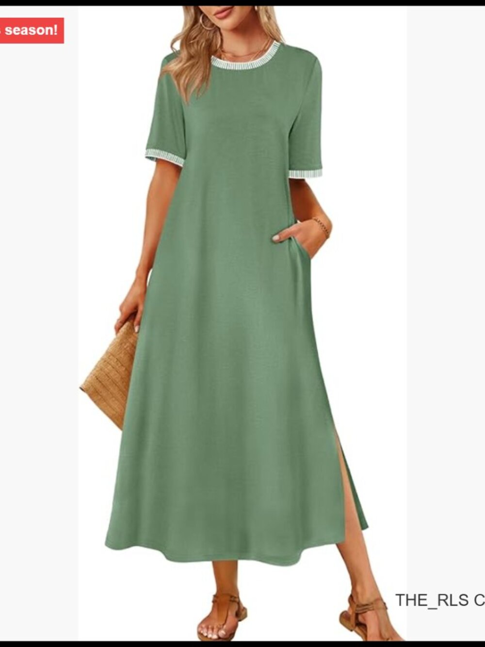 Soft Stretchy Casual Maxi Dress with Side Pockets and Split